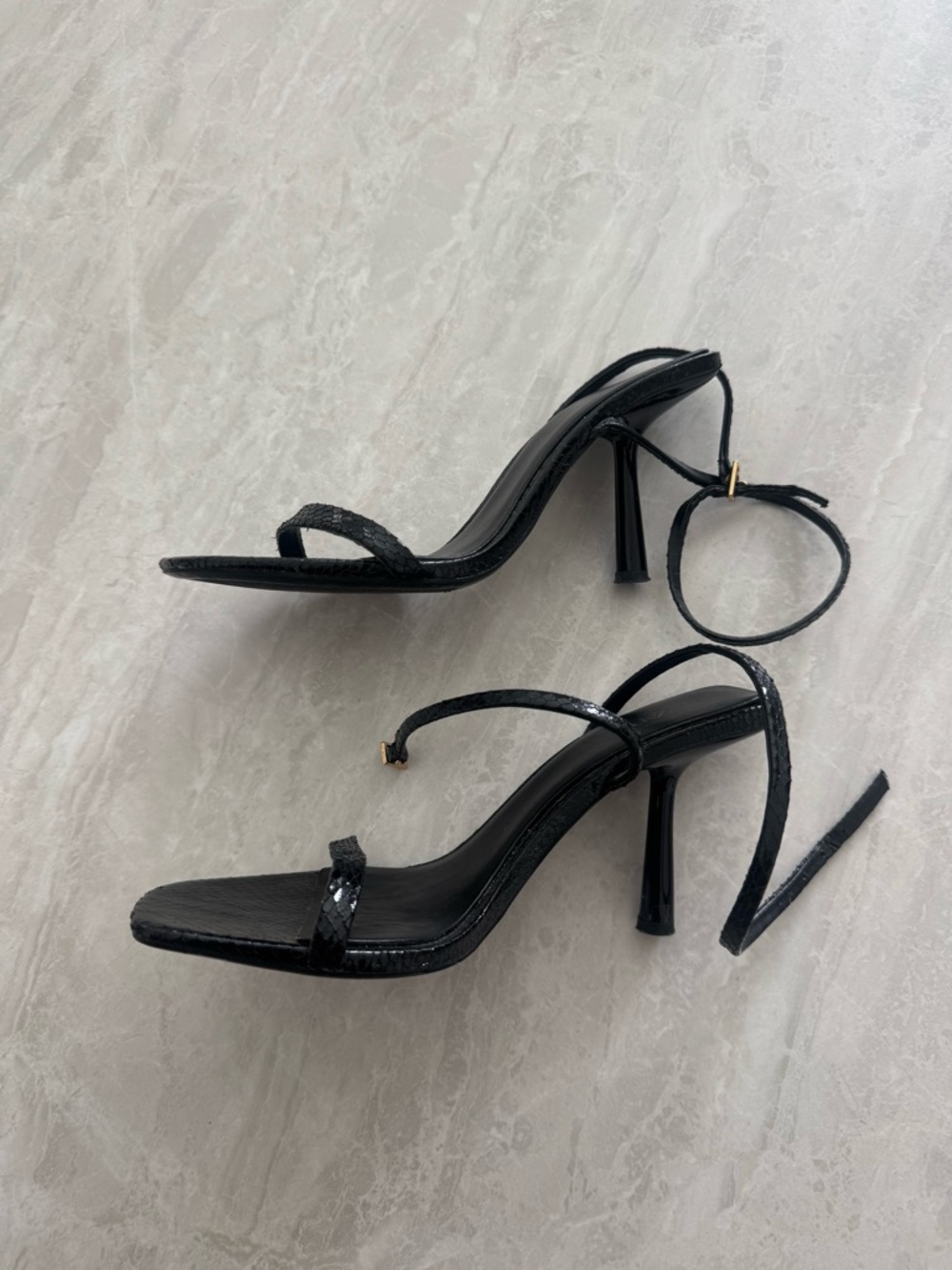 Zara Black Square-Toe Strappy Heels - Picture 6 of 6